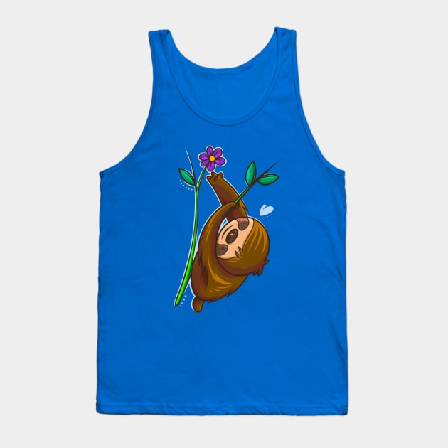 Sloth And Flower Tank Top by ArtisticDyslexia